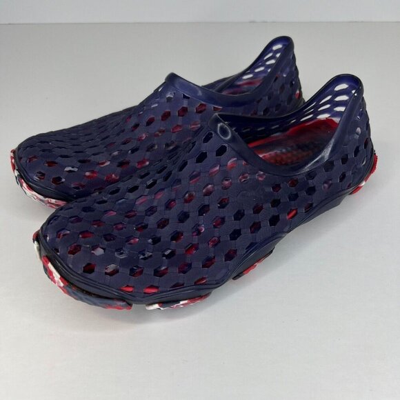 Mens Navy Blue Caged Water Holes Flexible Rubber Slip On Size 11/12  Shoes - Picture 1 of 9